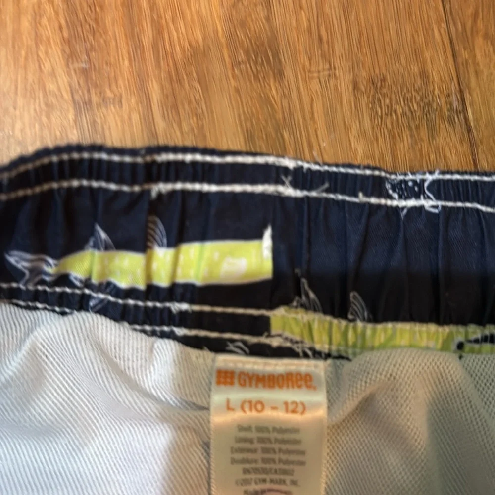 Gymboree boys bundle of swim trunks, sharks, fish, octopus size large (10-12)